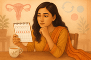 Pakistani woman tracking her menstrual cycle for PCOS awareness and ovulation timing.