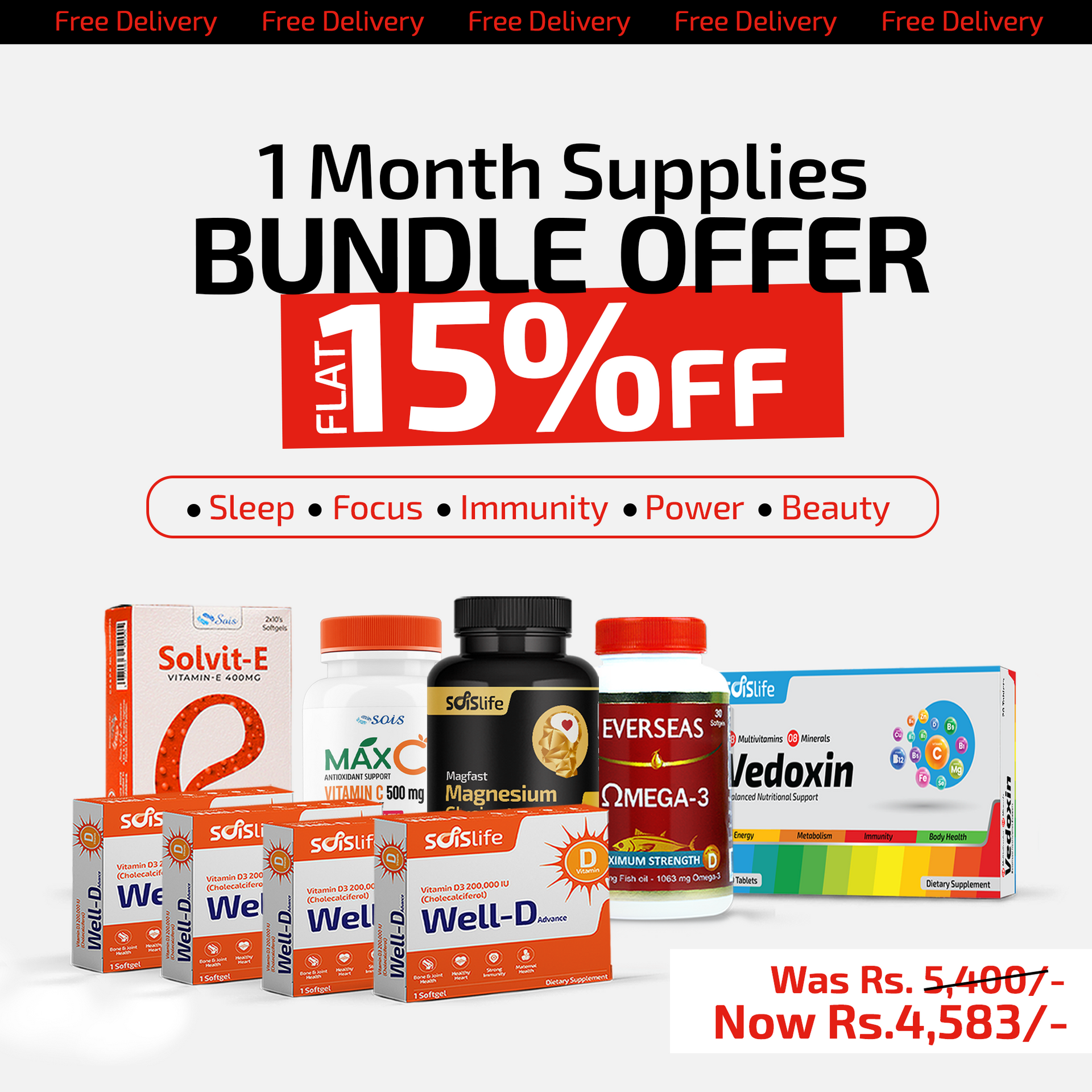 Power Boost Bundle – 1 Month Health Pack (15% OFF + Free Delivery)