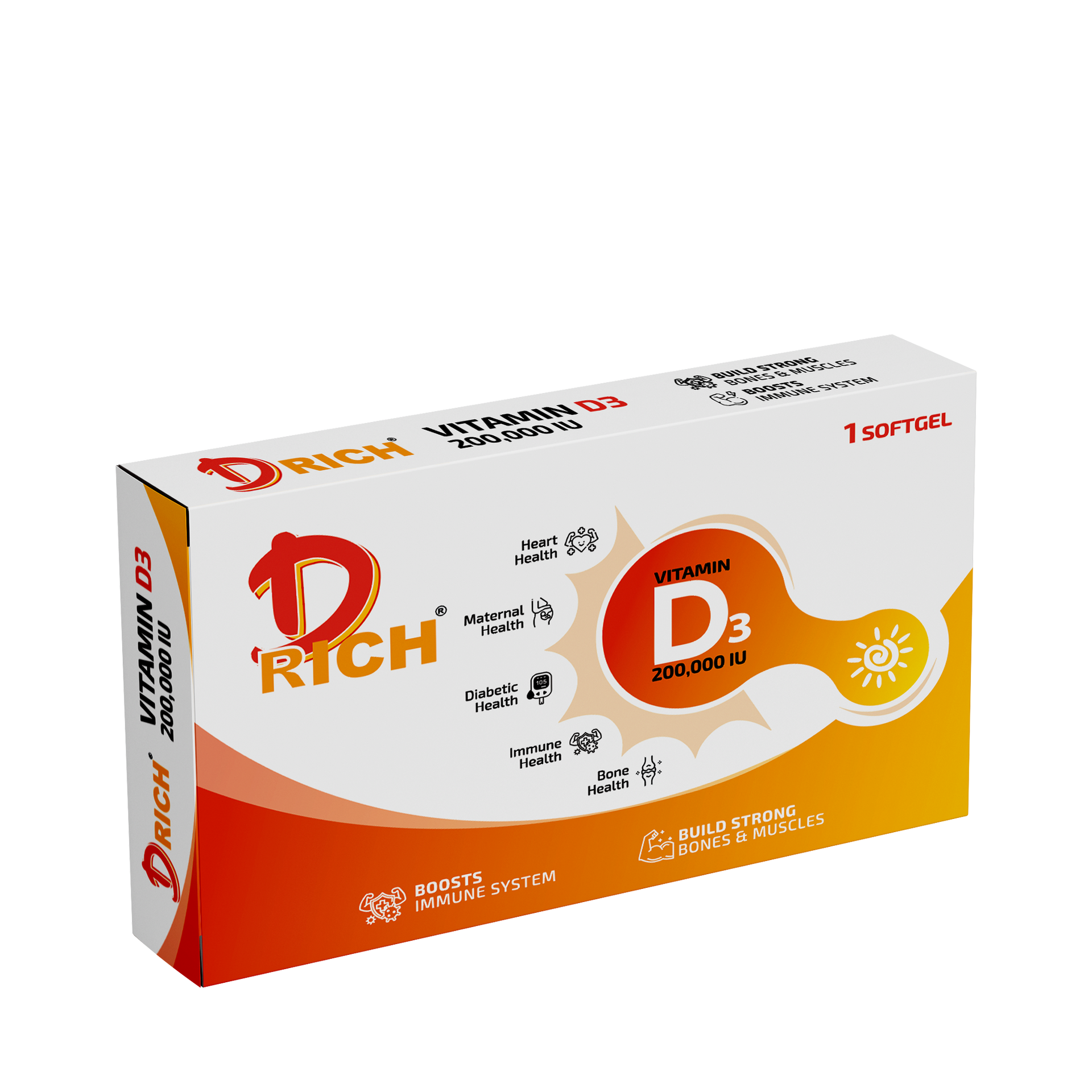 D-Rich | vitamin D3 | 200000 iu | with Evening Primerose Oil