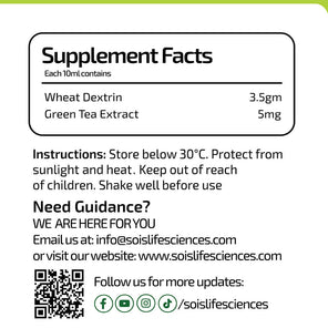 Supplement facts label with ingredients and instructions on a white background