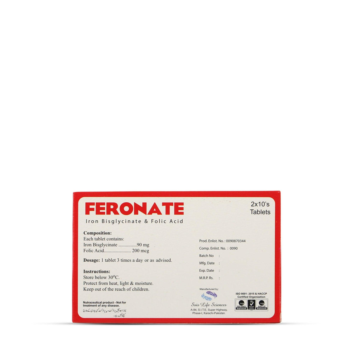 Feronate Tablet - Sois Life Sciences
