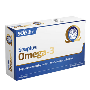 Seaplus Omega-3 dietary supplement box on a white background