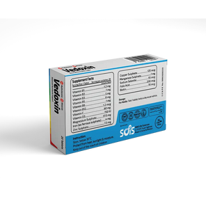 vedoxin multivitamins supplement facts on a white background