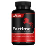Supplement bottle labeled 'Fartime' with Soislife logo on a white background