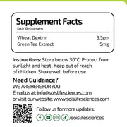 Supplement facts label with ingredients and instructions on a white background