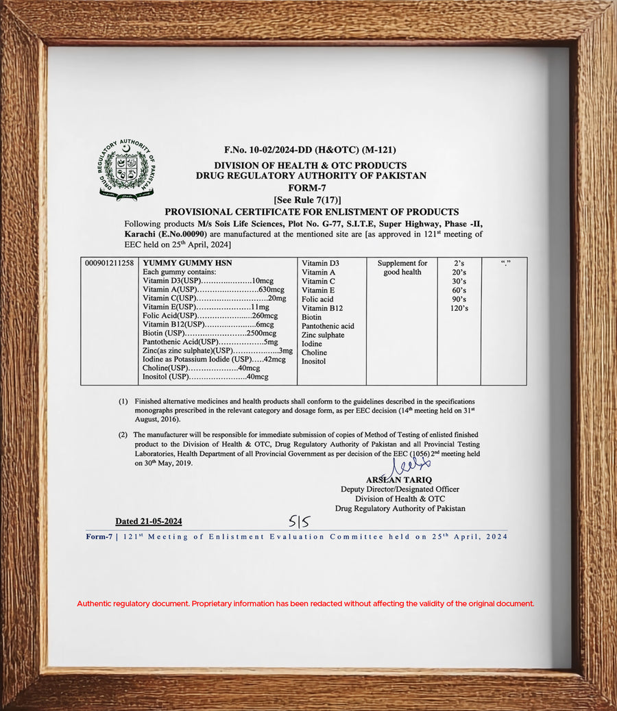Recognized by Pakistan's Drug Regulatory Authority