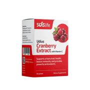Box of Solslife Udius Cranberry Extract with Vitamin-C on a white background