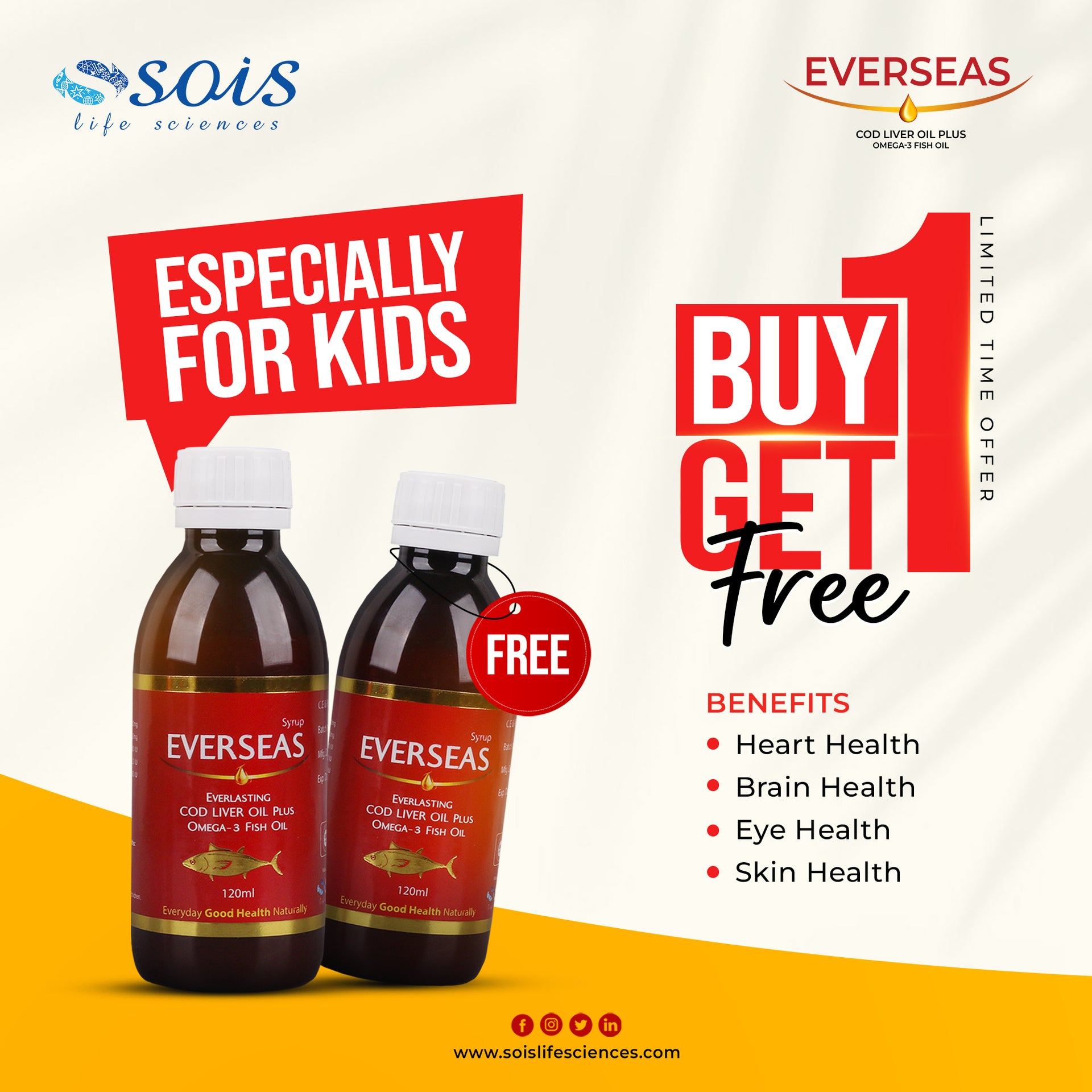 Everseas Cod Liver Oil Syrup Fuity Flavour (Especially for Kids Health)