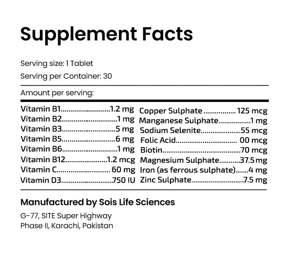 Vedoxin supplement facts