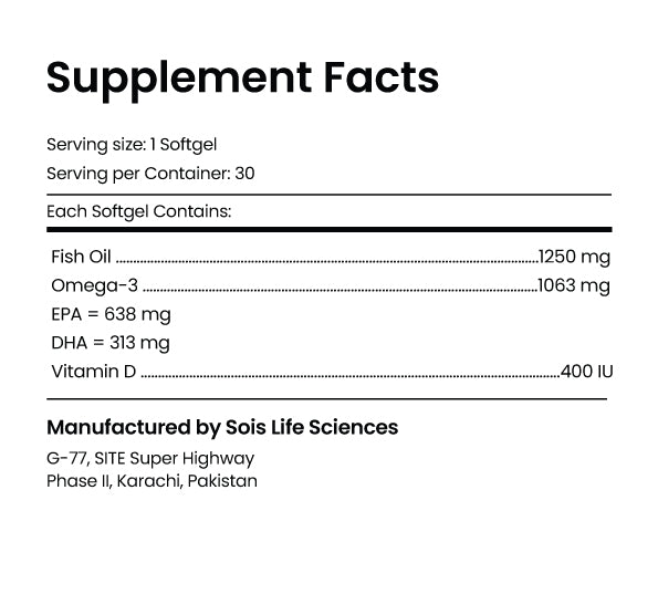 Everseas Omega-3 Maximum Strength Softgels supplement facts